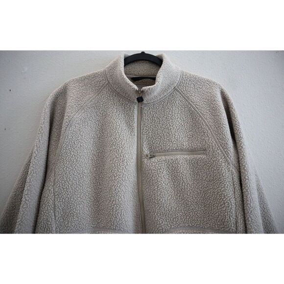 Everlane Women's Sz L Beige ReNew Faux Sherpa Teddy Fleece Full Zip Jacket - Picture 5 of 9